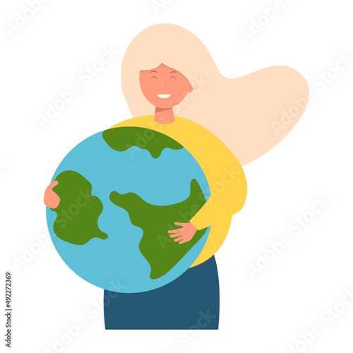 save the world, girl hug the earth, hold in hands