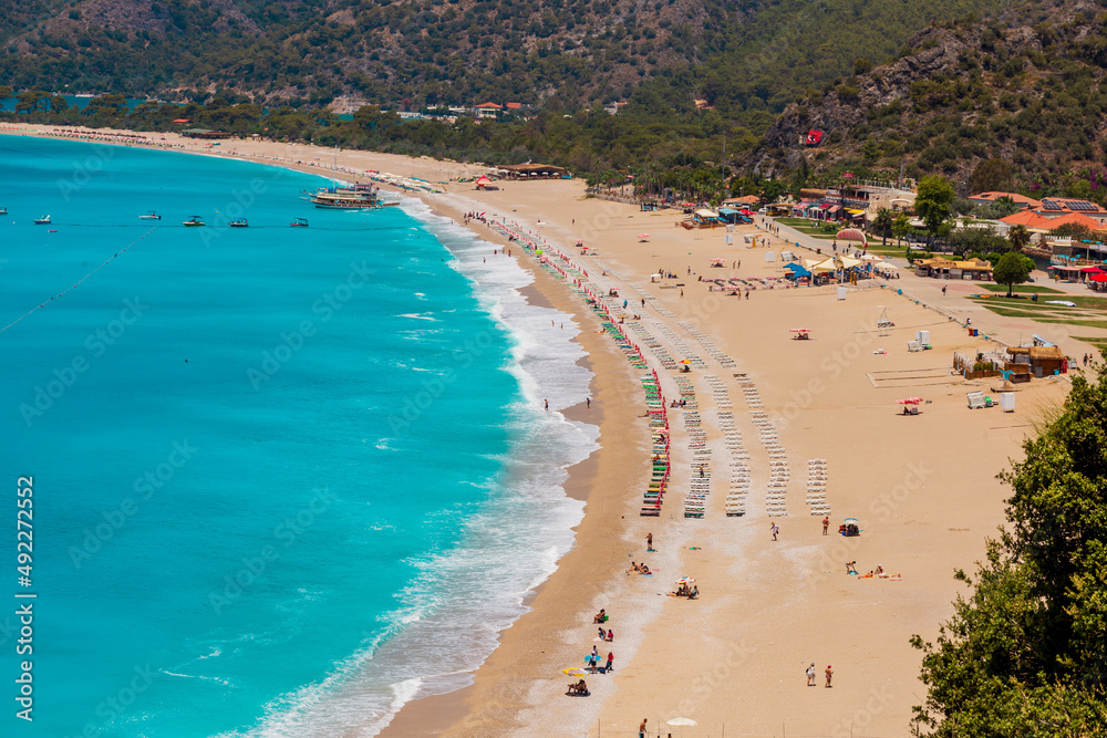 Panoramic view from Fethiye Oludeniz beach Turkey