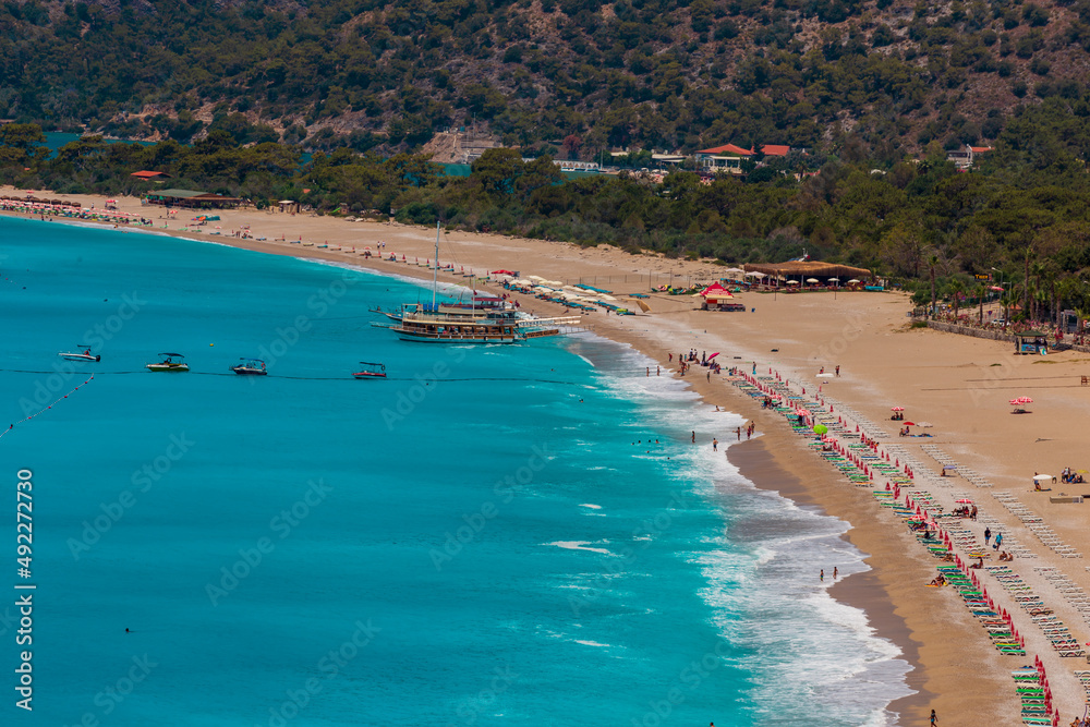 Panoramic view from Fethiye Oludeniz beach Turkey