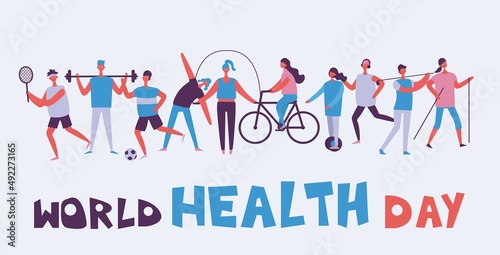 Vector illustration in flat design of group people doing different kinds of sport