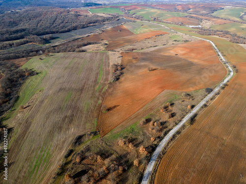 Aerial view of Sakar Mountain near town of Topolovgrad, Bulgaria