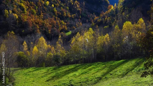 Autumn landscape in the Valley of Plan in the surroundings of the Cinqueta River. Huesca, Aragon, Spain, Europe photo