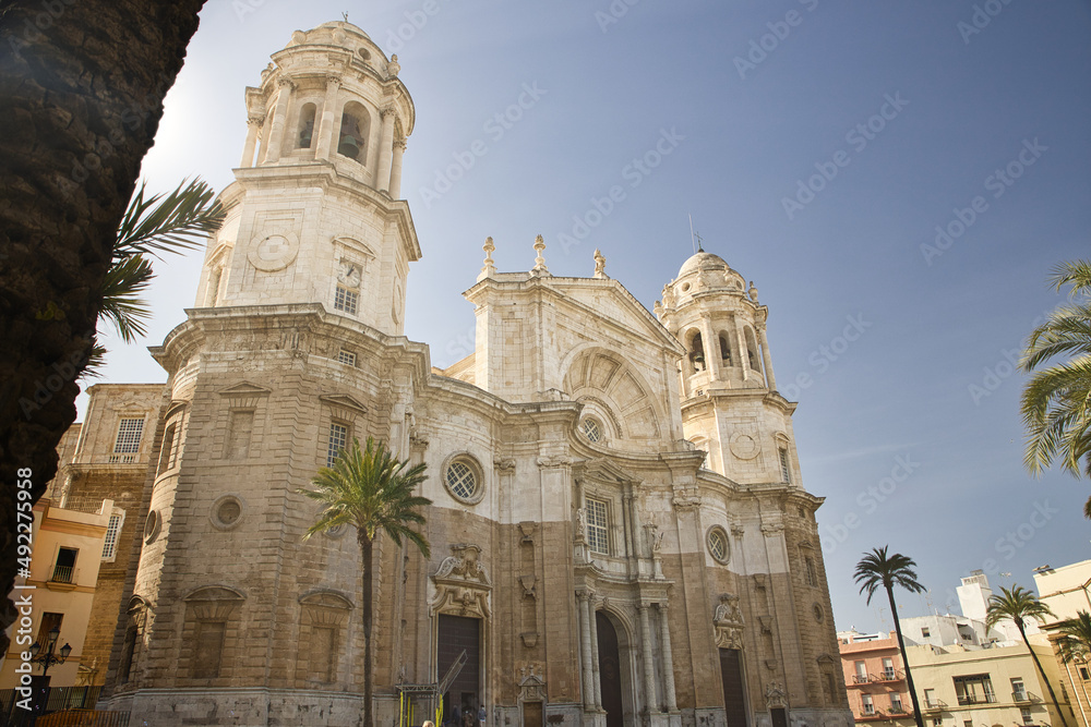 exterior facade of the cathedral of Cadiz, Spain