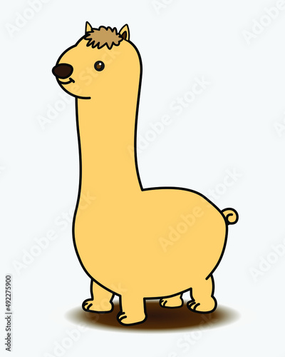a cute alpaca in cartoon concept illustration in vector design