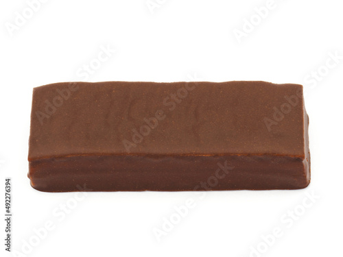 Chocolate cake bar isolated on white background