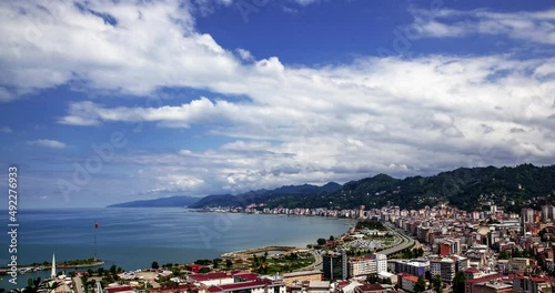 Wallpaper Mural City view from Rize Castle. 4K time lapse. Fairytale clouds. Torontodigital.ca
