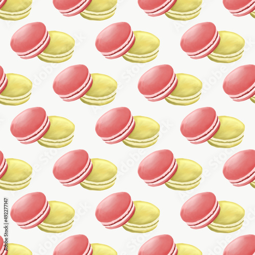 Macaron Pattern Watercolor Illustration Vector