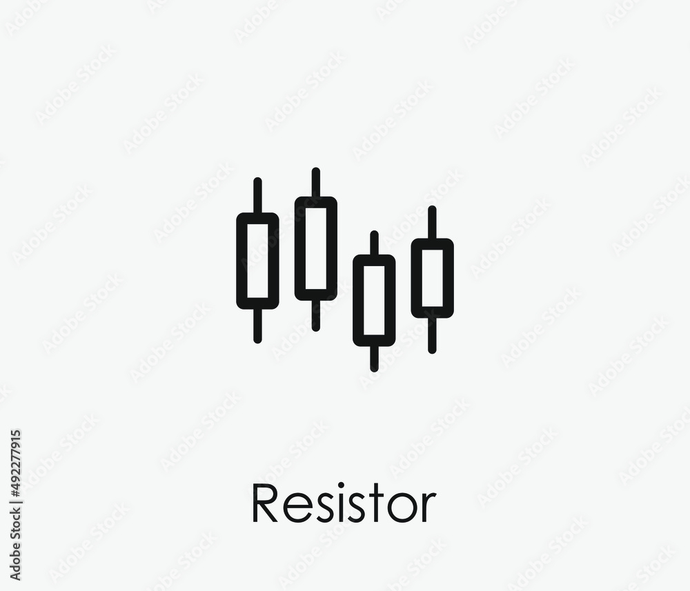 Resistor vector icon. Editable stroke. Symbol in Line Art Style for Design, Presentation, Website or Apps Elements, Logo. Pixel vector graphics - Vector