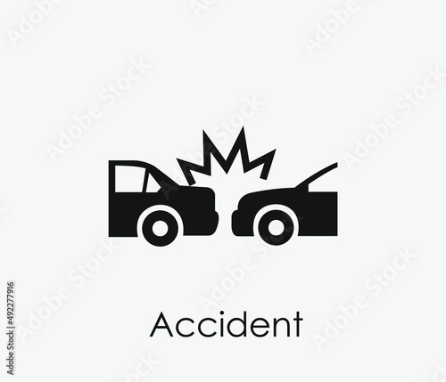 Car accident vector icon. Editable stroke. Symbol in Line Art Style for Design, Presentation, Website or Apps Elements, Logo. Pixel vector graphics - Vector