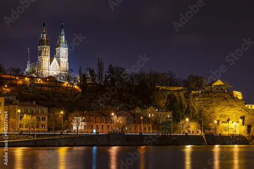 Church of St. Peter and St. Paul at night, Vysehrad, Prague, Czech Republic