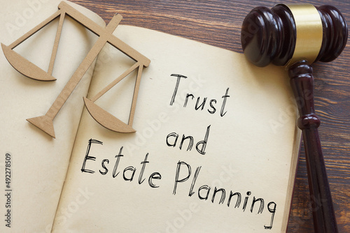 Trust and Estate Planning is shown on the photo using the text and gavel