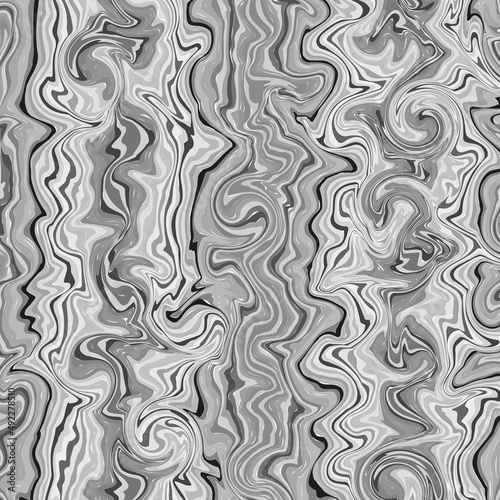 Vector, Abstract, Mosaic Pattern of Black and White Gradient Swirls and Curvilinear Streaks