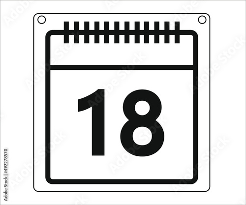 Free Download day 18. calendar vector design and black and white illustration. Drawing isolated white background - GFXLoad