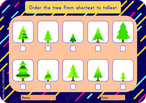 Activity to find the smaller or taller picture