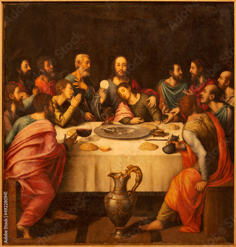 VALENCIA, SPAIN - FEBRUAR 14, 2022: The painting  of Last Supper in the Cathe...