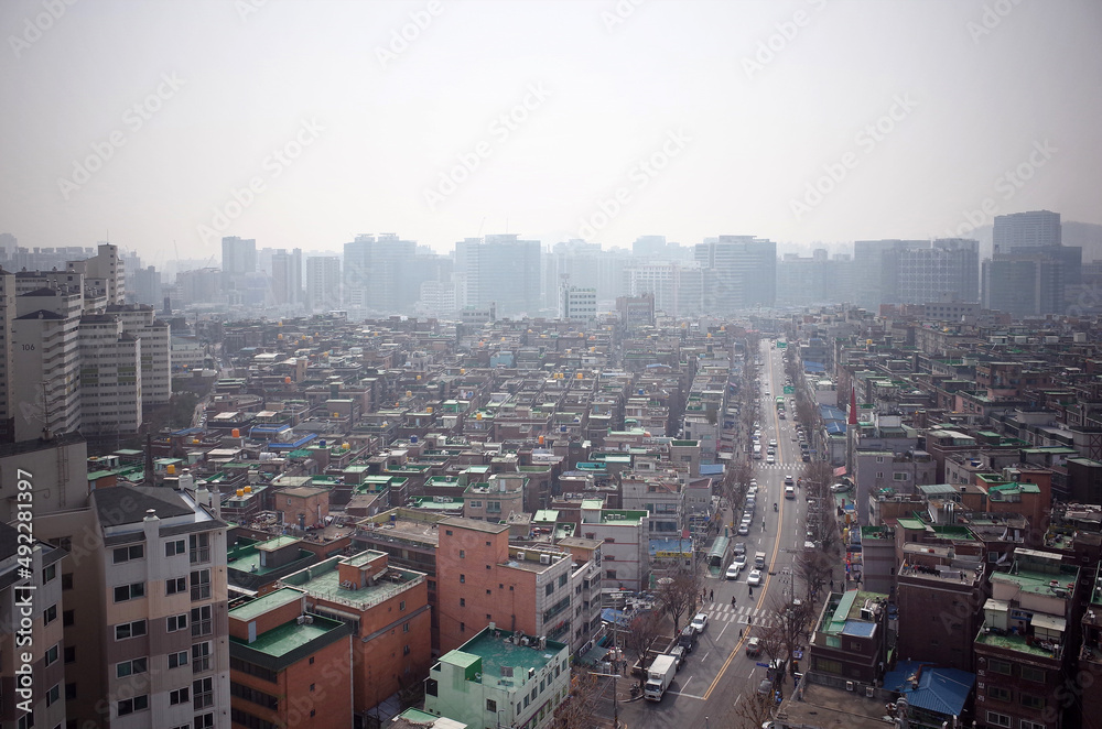 A residential area in Seoul, the capital of Korea.