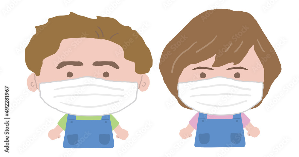 エプロン姿をした男女の店員 イラスト素材 エプロン姿をした男女の店員 イラスト素材