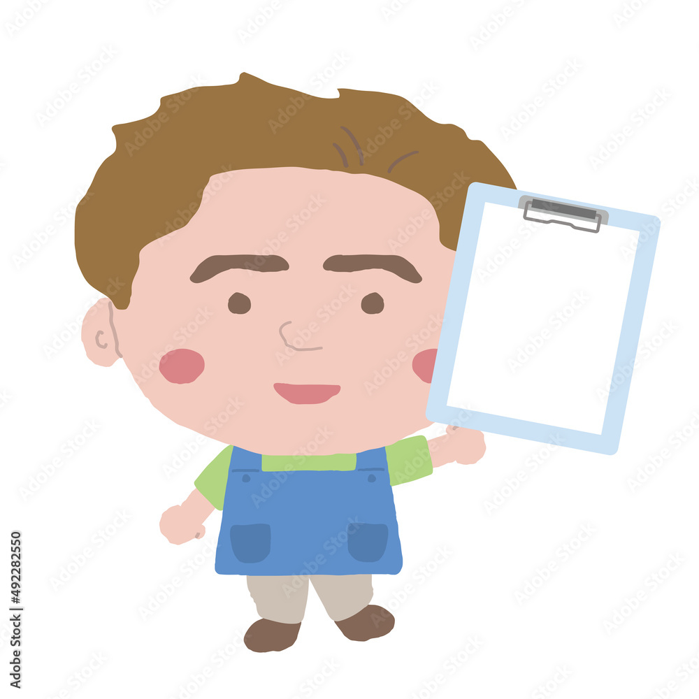 エプロン姿をした男性店員 イラスト素材 エプロン姿をした男性店員 イラスト素材