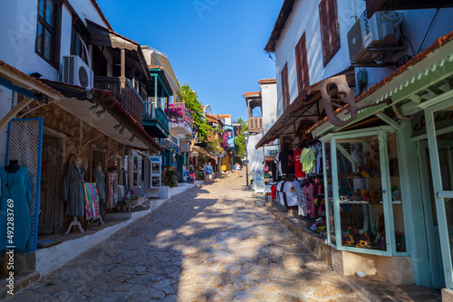 Traditional houses in the streets of Kalkan, Turkish Mediterranean style