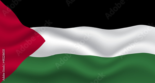 Waved palestine flag. Vector realistic illustration of Palestine flag. Vector illustration