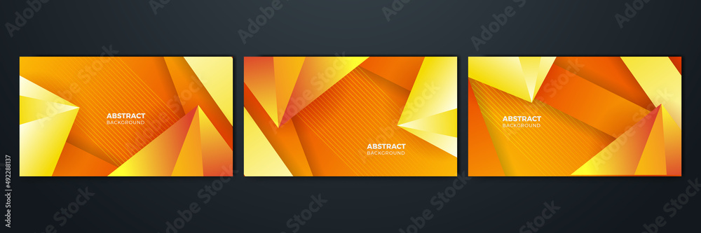 Naklejka premium Orange and yellow background color composition in abstract. Abstract backgrounds with a combination of lines and circle dots can be used for your ad banners, sale banner template, presentation