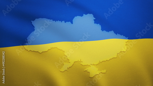 Ukraine map and country flag - Banner background