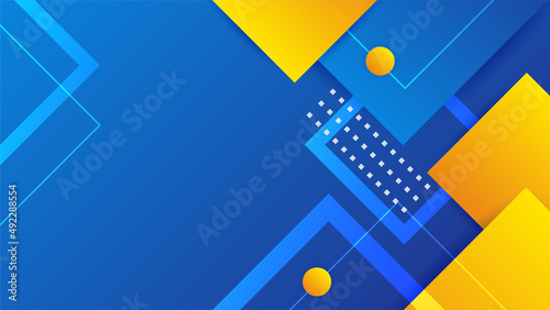 Blue background with orange and yellow color composition in abstract. Abstract backgrounds with a combination of lines and circle dots can be used for your ad banners  sale banner template  and more