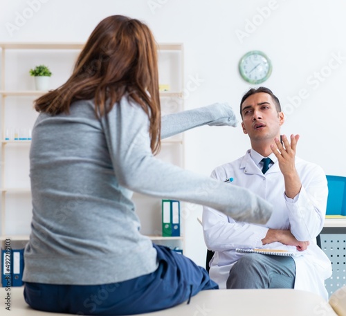 Mentally ill woman patient during doctor visit