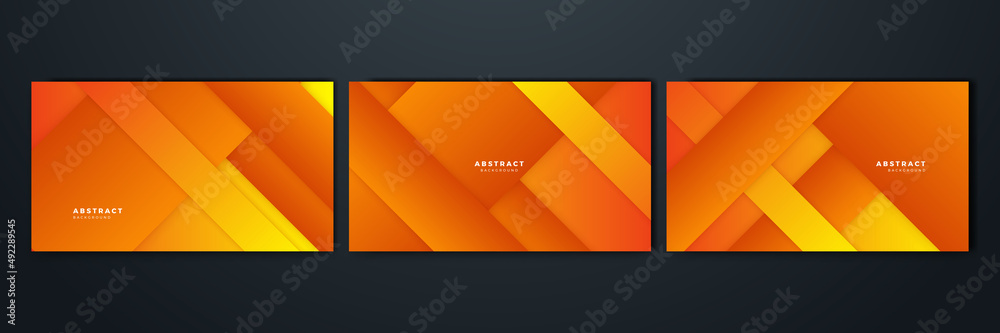 Naklejka premium Orange and yellow background color composition in abstract. Abstract backgrounds with a combination of lines and circle dots can be used for your ad banners, sale banner template, presentation