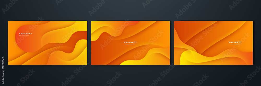 Naklejka premium Orange and yellow background color composition in abstract. Abstract backgrounds with a combination of lines and circle dots can be used for your ad banners, sale banner template, presentation