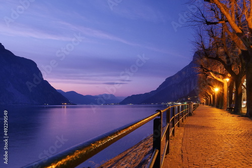 Landscape along Lecco lake in Lecco, Lombardy, Italy