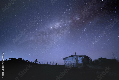 House and milky way landscape