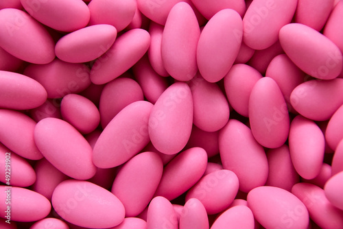 Confetto chocolate , almond candies, pink almond sweets 