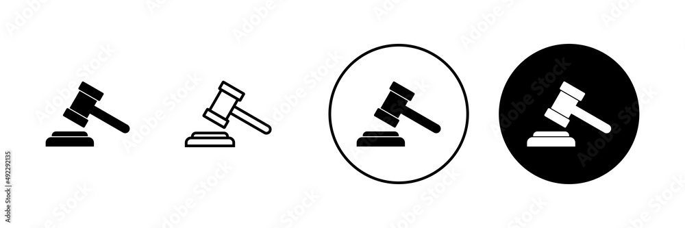 Gavel icons set. judge gavel sign and symbol. law icon. auction hammer Gavel icons set. judge gavel sign and symbol. law icon. auction hammer