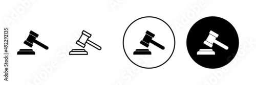 Gavel icons set. judge gavel sign and symbol. law icon. auction hammer