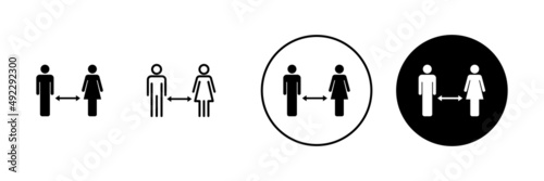 Social distancings set. social distance sign and symbol. self quarantine sign