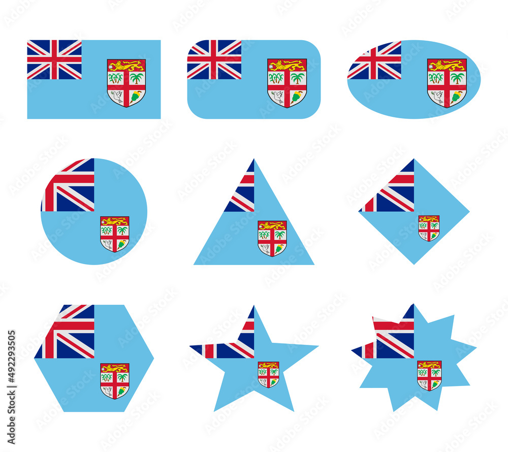 fiji set of flags with geometric shapes