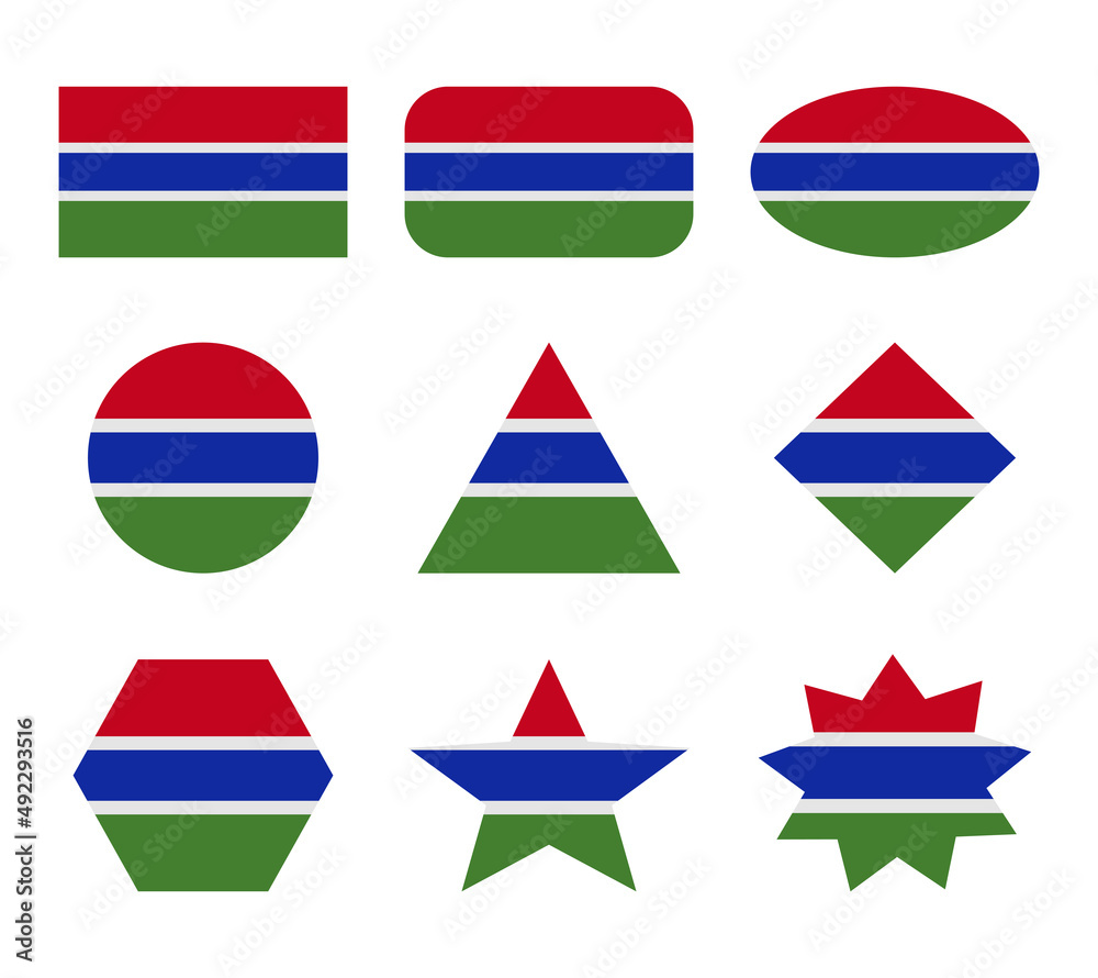 gambia set of flags with geometric shapes gambia set of flags with geometric shapes