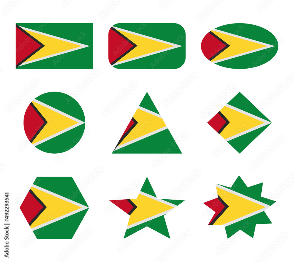 guyana set of flags with geometric shapes guyana set of flags with geometric shapes