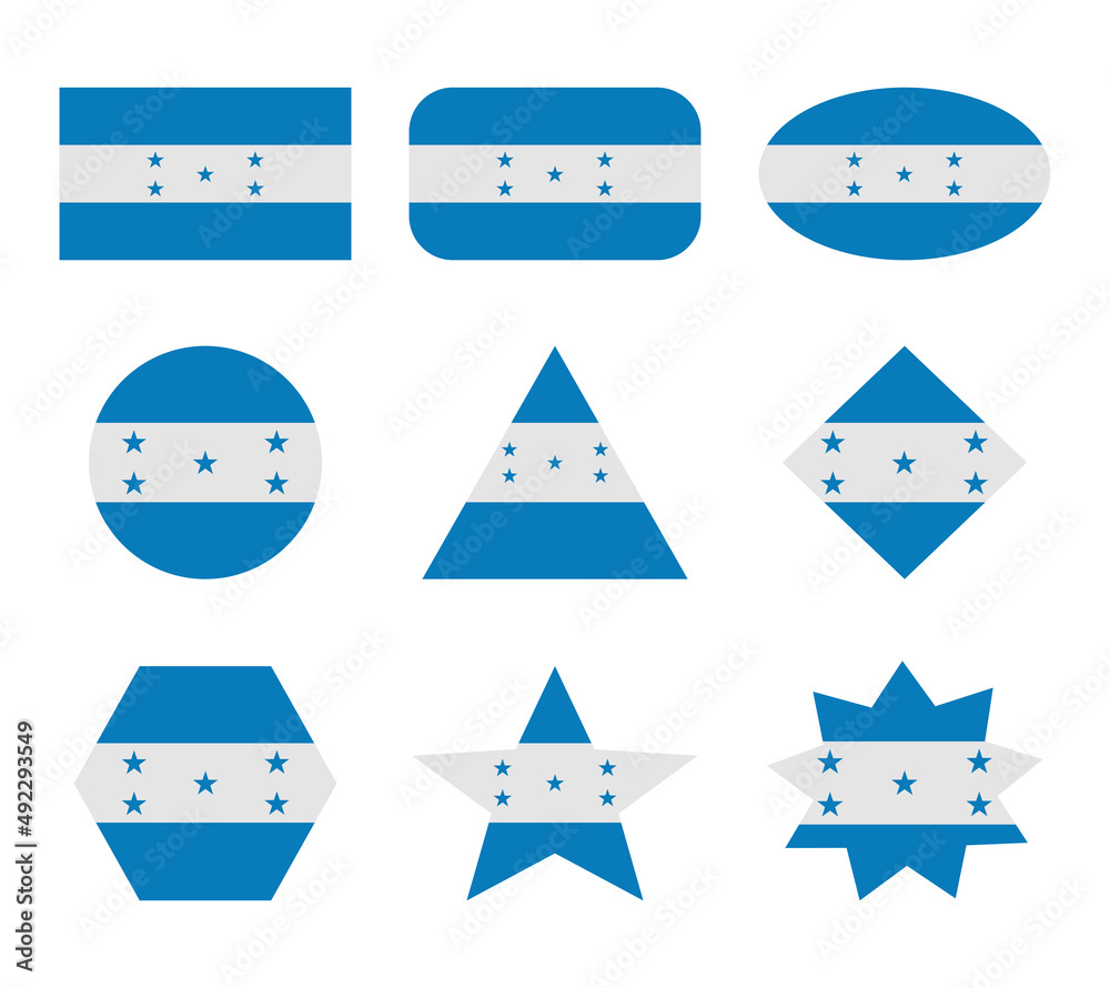 honduras set of flags with geometric shapes