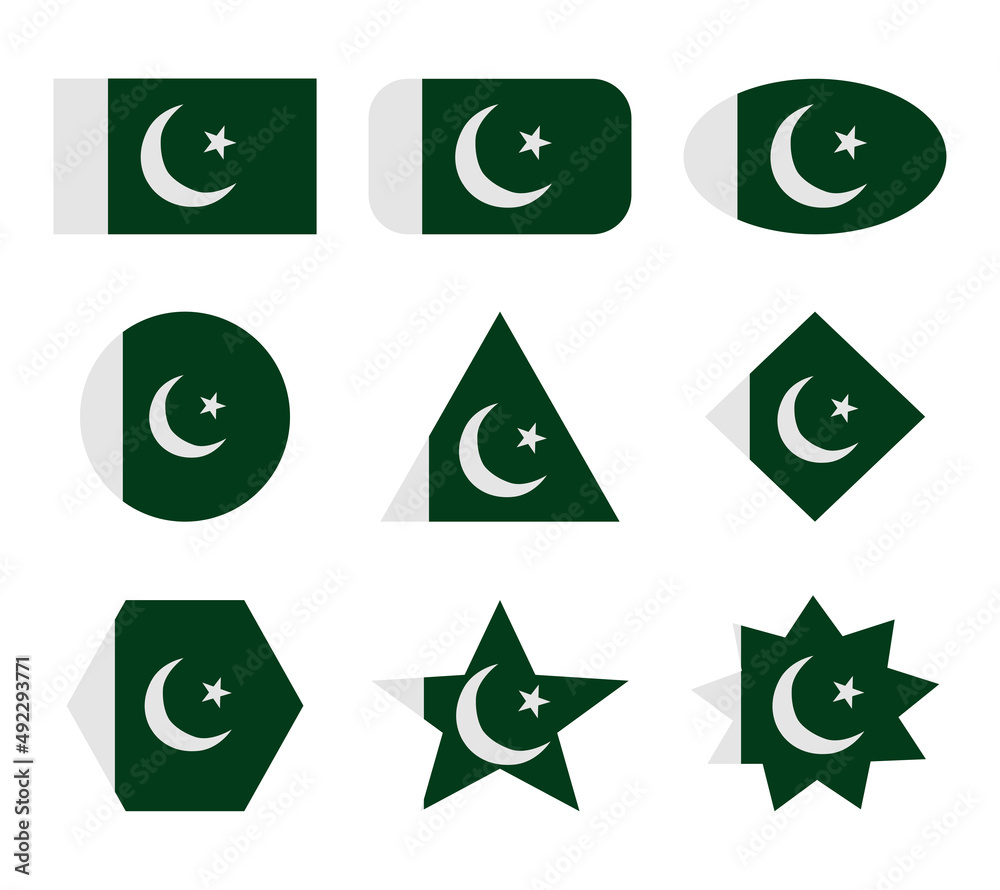 pakistan set of flags with geometric shapes pakistan set of flags with geometric shapes