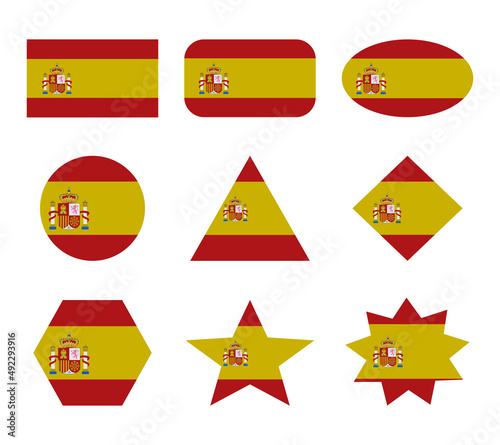 spain set of flags with geometric shapes
