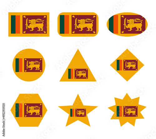 sri lanka set of flags with geometric shapes