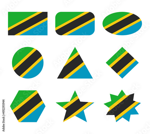 tanzania set of flags with geometric shapes