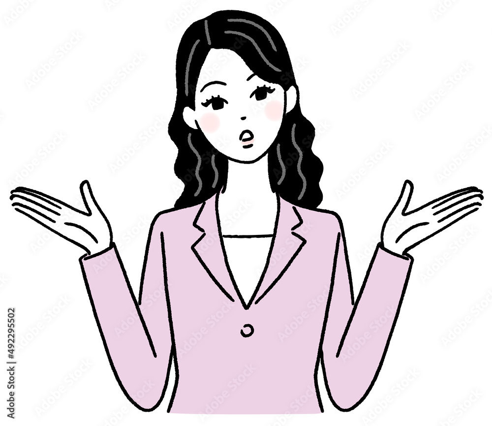 両手を広げる若い女性 両手を広げる若い女性