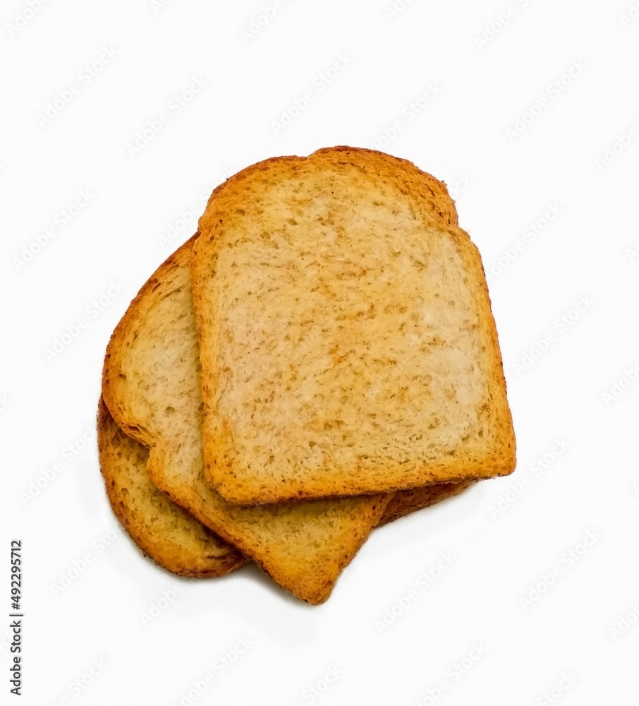 toasted bread slices on a white background toasted bread slices on a white background