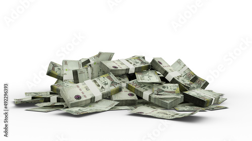 3D Stack of 200 Saudi Arabian Riyal notes