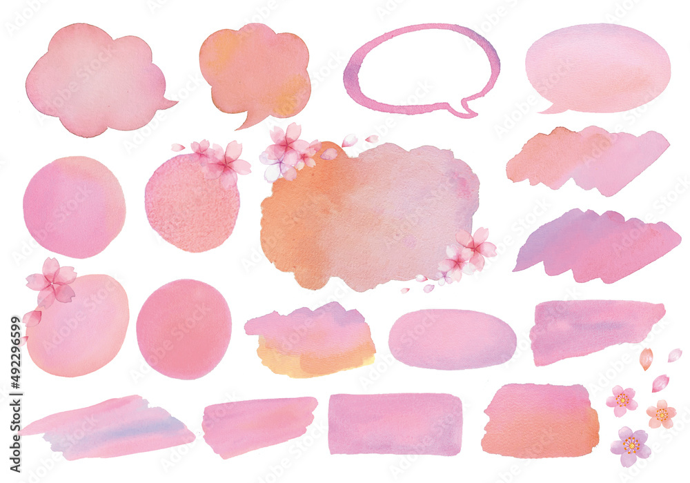 春の水彩風吹き出しと見出し背景素材セット Stock Vector Adobe Stock