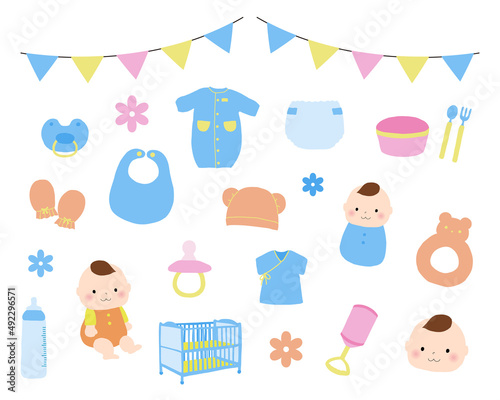 ベビーイラスト素材セット（カラフル）