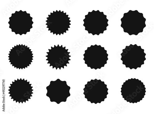 Set of 12 vector starburst signs for labels, badges, price tags, stickers, ads, marketing.